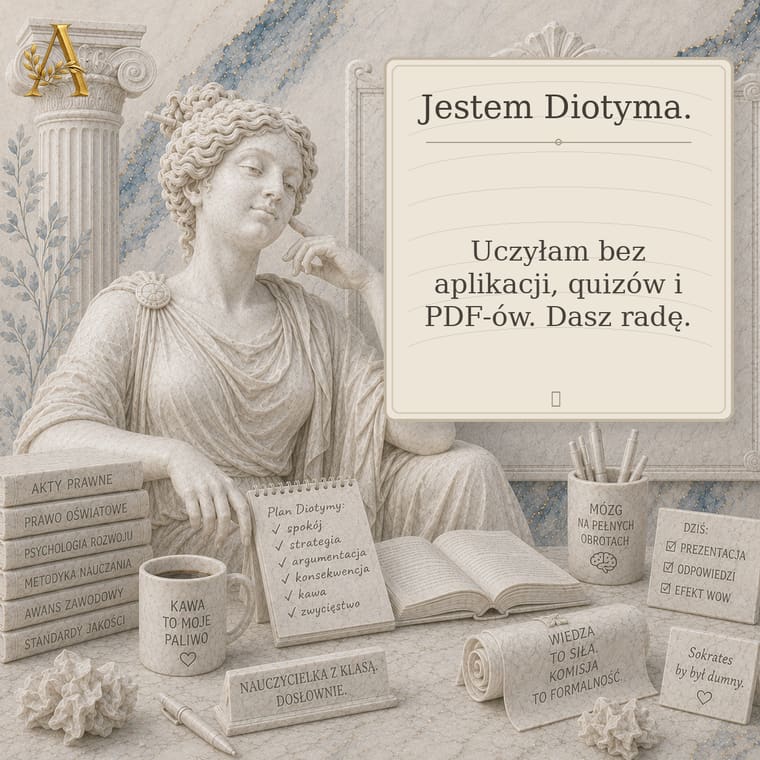 Diotyma z tablicą: Uczyłam bez aplikacji, quizów i PDF-ów, dasz radę