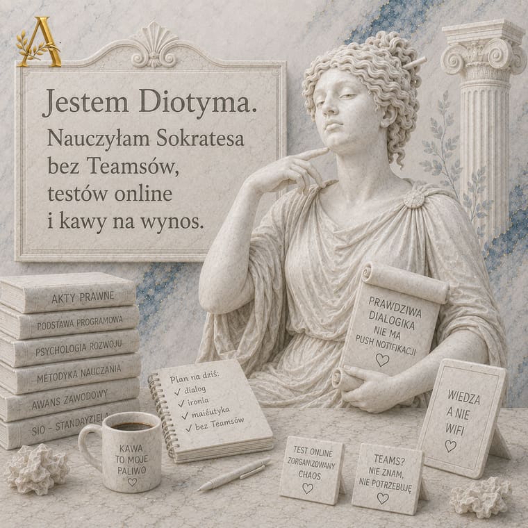 Diotyma z tablicą: Nauczyłam Sokratesa bez Teamsów, testów online i kawy na wynos
