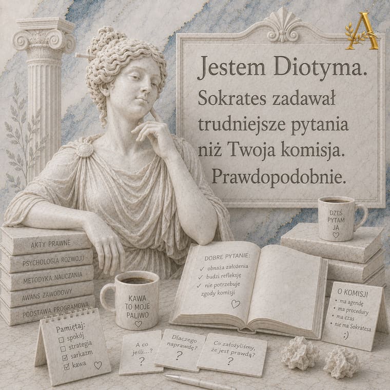 Diotyma z tablicą: Sokrates zadawał trudniejsze pytania niż Twoja komisja