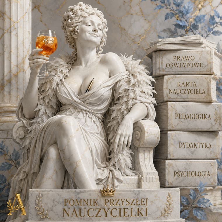 Nauczyciel czyta rozdział 3a Karty Nauczyciela o awansie zawodowym z zakładkami przy przepisach o stażu